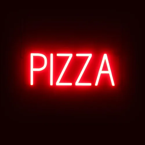 Miniatura 23 de SpellBrite Cartel PIZZA Letrero relacionado con pizza con aspecto de neón, fuente de luz LED azul 17.6 x 6.3 pulgadas
