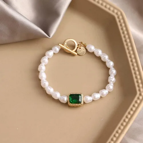 Miniatura 3 de Oyalma 44844 - Pulsera con colgante de cadena de perlas de color dorado para mujer