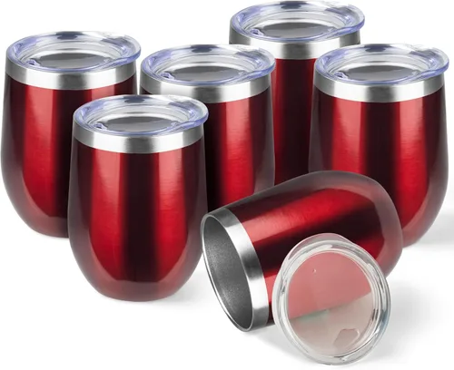 Miniatura 30 de StarSpeed Vaso de vino de 12 onzas con tapa, tazas de viaje de acero inoxidable sin pie con aislamiento de doble pared, taza de café aislada, vasos
