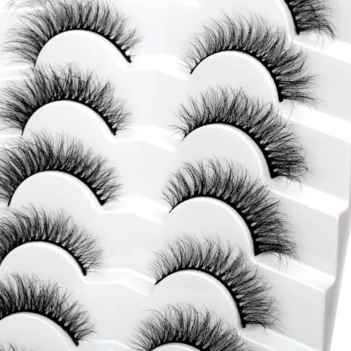 Miniatura 241 de Pooplunch - Pestañas postizas finas de visón sintético, estilo ojo de gato, naturales, cruzadas, tipo racimo, efecto 8D de volumen, tiras
