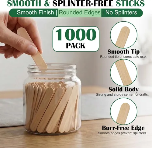 Miniatura 4 de Perfect Stix Mini palitos de madera para manualidades de 2.5 pulgadas, 1000 unidades a granel, palitos pequeños de madera de abedul para encerar