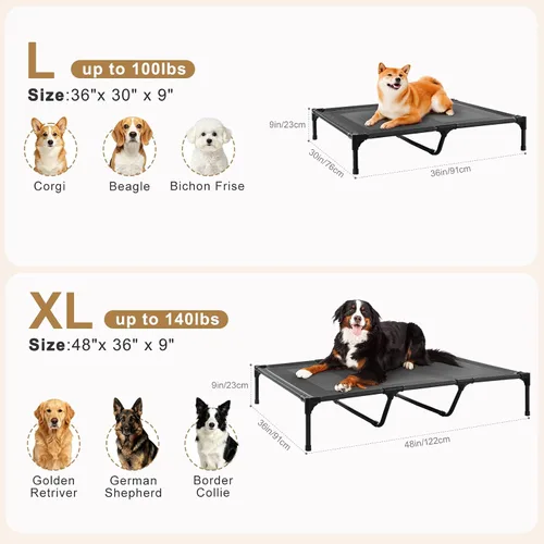 Miniatura 4 de petizer Cama elevada XL refrescante para perros, resistente y antidesgarros, para acampar en verano, cama elevada para perros transpirable e Azul