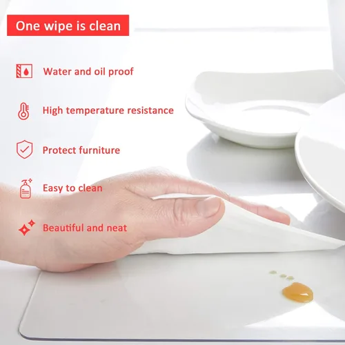 Miniatura 4 de Protector de mesa transparente de plástico PVC sin olor, 0.059 in de grosor, borde biselado de 60°, impermeable, para encimeras (47 x 98 pulgadas)