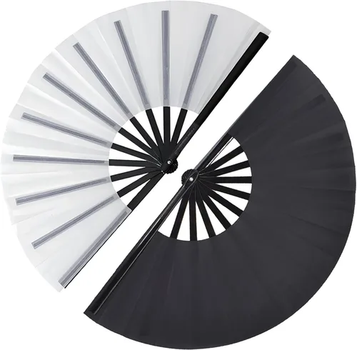 Miniatura 18 de Ventilador de mano plegable grande para baile de línea, botas en el suelo, abanicos de baile portátiles de tela de nailon de 13 pulgadas
