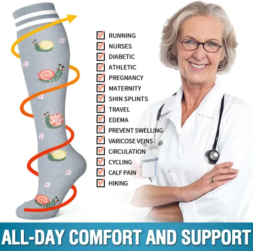 Miniatura 184 de 6 Pack Copper Compression Socks for Women and Men Circulation-Best Support for Medical, Running,Nursing,Athletic