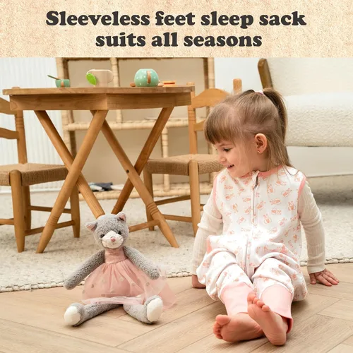 Miniatura 5 de Sacos de dormir para niños de 12 a 24 meses, 1 paquete de manta para bebé con pies, sacos de dormir transpirables sin mangas para bebés niños y niñas