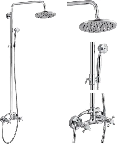 Miniatura 10 de Sistema de ducha de tubo expuesto de doble función, redondo, cabezal de ducha de lluvia de 8 pulgadas, juego combinado de accesorios de latón