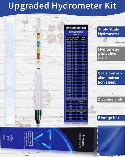 Miniatura 4 de CIMALAB Hidrómetro de triple escala, hidrómetro de gravedad específica para la elaboración de vino, aguamiel, kombucha y cerveza, kit de fabricación