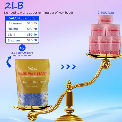 Miniatura 3 de Perlas de cera dura, fórmula de manzanilla para piel sensible de 2 libras para la depilación, cera para cejas, piernas, bikini y cera brasileña