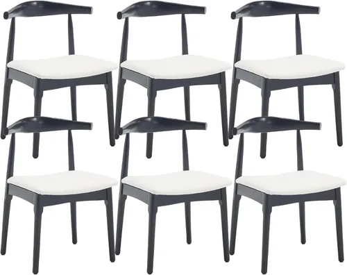 Miniatura 15 de VESCASA Juego de 2 sillas de comedor de mediados de siglo, sillas de comedor tapizadas de piel sintética, sillas de comedor de madera maciza