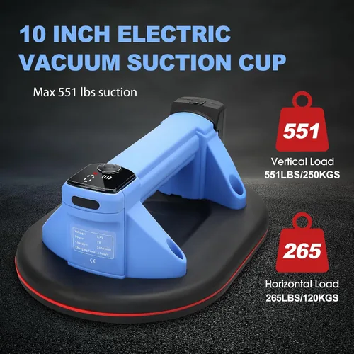 Miniatura 2 de Ventosa eléctrica con capacidad de carga máxima de 551 libras, base de 10 pulgadas con pantalla LED para succión Batería de 2000 mAh Carga tipo C