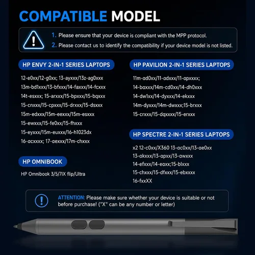 Miniatura 3 de Lápiz óptico para portátiles HP Envy x360 Pavilion Spectre Omnibook con pantalla táctil abatible, MPP Active Pen con 300 días de duración