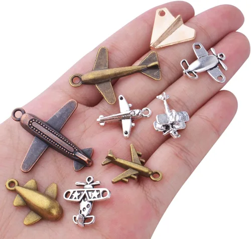 Miniatura 7 de BronaGrand Aircraft Airplane Charm, 100g Airplane Pendant Charms Alloy Jewelry Charms Craft Supplies for Jewelry DIY Earrings Necklace Bracelet