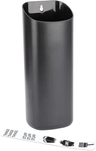 JS Jackson Supplies Pequeño cubo de pelusa negro con parte trasera magnética, cubo de basura de perfil delgado que ahorra espacio y organizador para