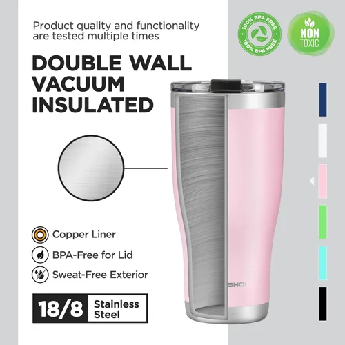 Miniatura 4 de HAUSHOF - Vaso de 30 onzas de acero inoxidable con aislamiento al vacío, taza de café, vaso de viaje de doble pared con tapa, perfecto para bebidas