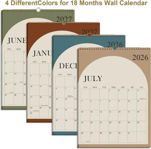 Miniatura 3 de Calendario 2026-2027 – Calendario de Pared de 18 Meses de Enero 2026 - Junio 2027, Planificador de Calendario de Pared Colgante 2026 con Papel