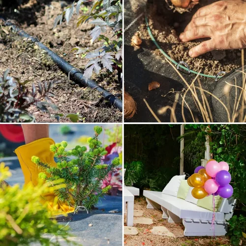 Miniatura 7 de Juego de 40 estacas de jardín en forma de U de calibre 11 de 4 pulgadas: estacas de tubería de goteo, línea y riego, grapas galvanizadas para tubo