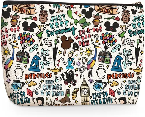 Miniatura 35 de Wenboco Bolsa de cosméticos con temática de ratón de dibujos animados para mujeres, cumpleaños, esta chica corre en aperitivos, bolsa de maquillaje