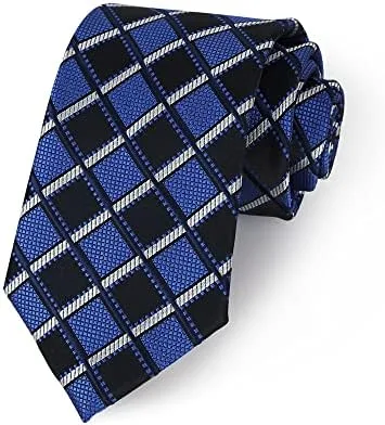 Miniatura 4 de Corbata clásica de seda tejida jacquard azul claro para hombre + caja de regalo