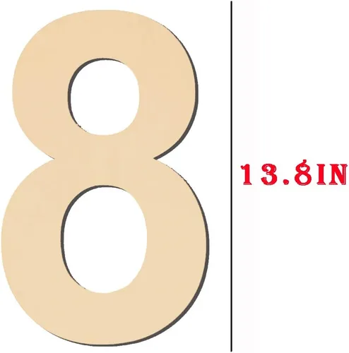 Miniatura 2 de Números de madera grandes de 15 pulgadas 8, número de madera en blanco 8, números de madera grandes sin terminar para manualidades de bricolaje