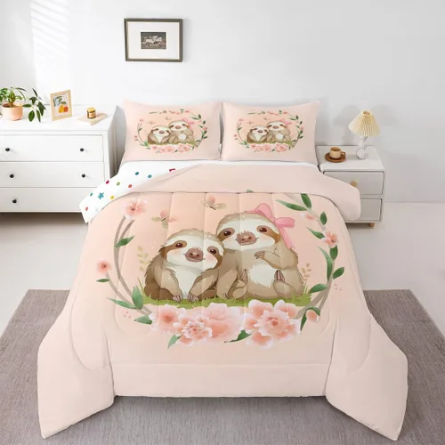 Miniatura 20 de Erosebridal Lindo juego de edredón con diseño de gatos, ropa de cama con temática de animales, edredón y juegos de ropa de cama de flores coloridas