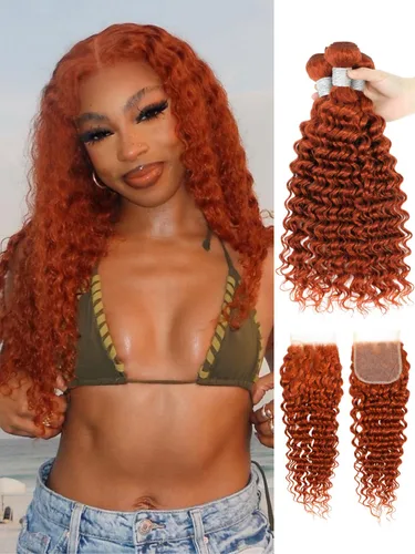 Miniatura 14 de P4/27 Cabello Humano Solitario de Onda Profunda con Reflejos Rubios Miel, 12A 100% Tejido Brasileño Virgen Ondulado Grueso con Mechas Ombre Marrón