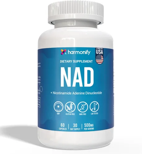 Suplemento NAD 60 cápsulas, orgullosamente de la empresa de Estados Unidos, sin OMG y sin gluten, 1 mes de porción, 1000 mg por porción