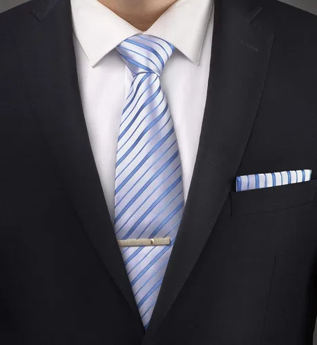 Miniatura 42 de Juego de corbata de regalo para hombre, corbata sedosa, bolsillo cuadrado, clips de corbata, gemelos para hombres
