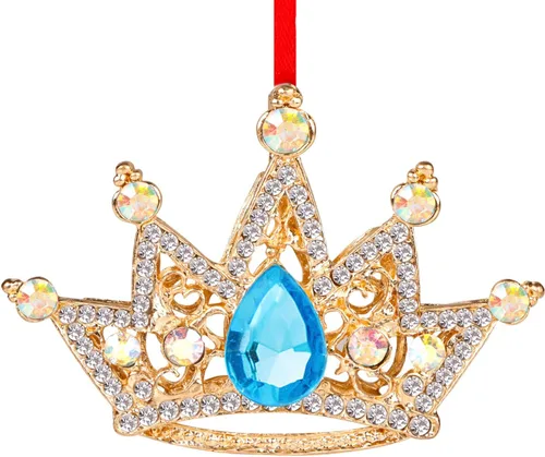 WaaHome Adornos de Navidad de corona dorada de metal para reina y rey, adornos de recuerdo para decoración de árbol de Navidad, regalos para Verde