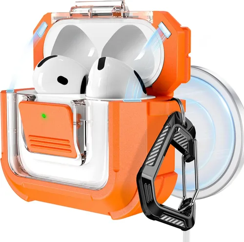 Miniatura 15 de RFUNGUANGO Funda para AirPods Pro 2, compatible con AirPods Pro de 2ª/1ª generación, compatible con MagSafe, bloqueo automático magnético con kit