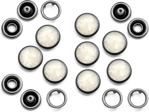 Miniatura 13 de CRAFTMEMORE 20 juegos de botones de perlas negras de 0.25 pulgadas (0.413 in) para camisa occidental (negro)