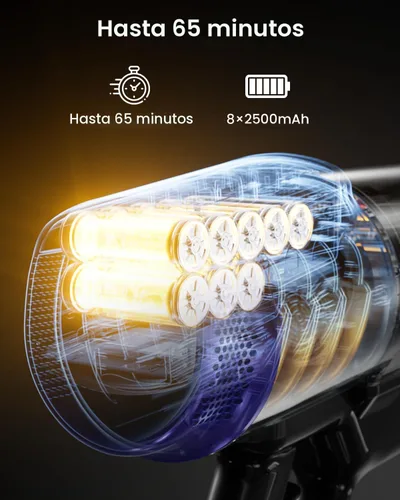 Miniatura 3 de Aspiradora inalámbrica, 55 kPa, 650 W, 650 W, 65 minutos, para el hogar, aspiradora de palo con pantalla LED y cepillo antienredos y diseño