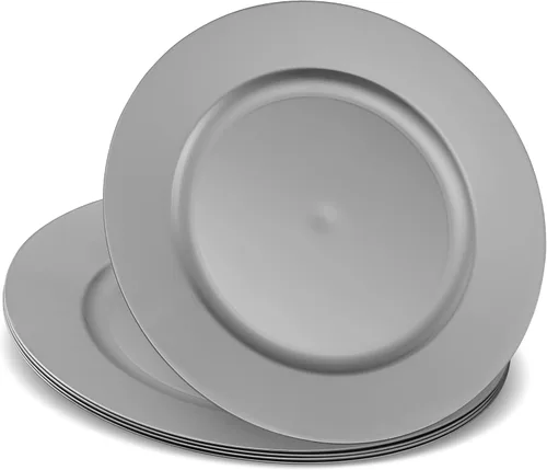 Miniatura 9 de Platos base de 13 pulgadas de plástico transparente de uso pesado desechables para cena, vajilla para servir, platos, bandejas, vajilla, paquete