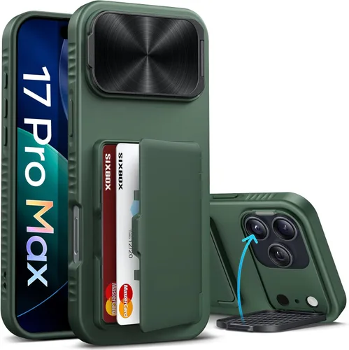 Miniatura 19 de Funda para iPhone 16e tipo cartera, soporte integrado, tarjetero y cubierta para lente de cámara, protección de cuerpo completo, resistente, Negro