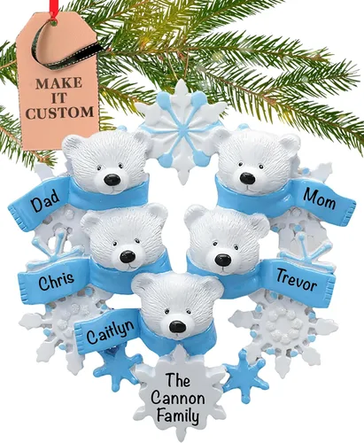 Miniatura 13 de Adorno personalizado para pareja 2026 24 horas, grabado con láser, adornos de Navidad de oso polar para árbol Familia personalizada de 2 copos