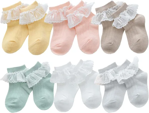 Miniatura 8 de QandSweet Calcetines de encaje para niñas recién nacidas para bebés y niños pequeños