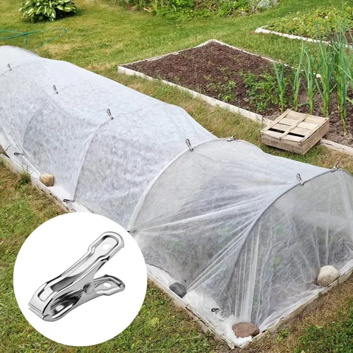 Miniatura 5 de Aodaer 60 clips de acero inoxidable para jardín con agarre fuerte, clips de invernadero, película antiviento, malla de sombreado, abrazaderas