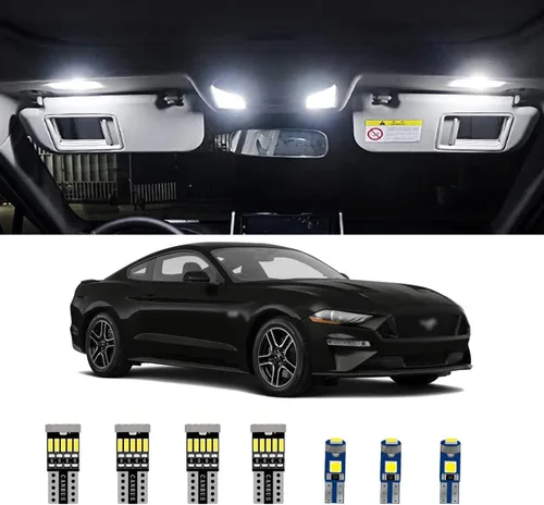 AWALITED Kit de 8 luces LED interiores súper brillantes, bombillas LED de luz de mapa y domo para Ford Mustang 2015 2016 2017 2018 2019 2020 2021