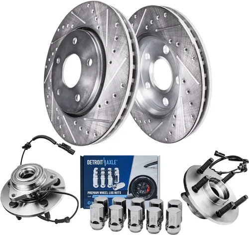 Miniatura 22 de Detroit Axle - Kit de freno delantero para Hyundai Nexo 2019-2024, rotores de freno perforados y ranurados, pastillas de freno de cerámica