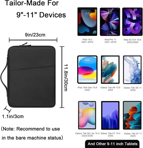 Miniatura 2 de Funda de transporte para tableta de 9 a 11 pulgadas para iPad Pro 11 (2022-2018), iPad 10.9 (10.ª generación), iPad Air (5/4ª generación), Galaxy