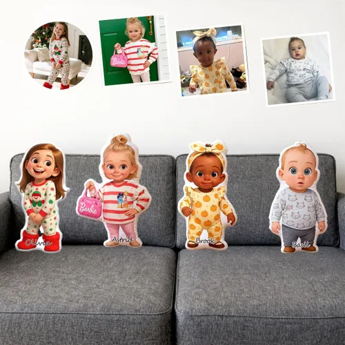 Miniatura 2 de Pofily Almohada de dibujos animados personalizada, almohada de dibujos animados personalizada para parejas, familias y niños, bonita y divertida B03