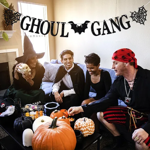Miniatura 3 de Cartel de Ghoul Gang, accesorios para fotos de fiesta de noche de Halloween, temática de fantasmas de terror, suministros de decoración de fiesta