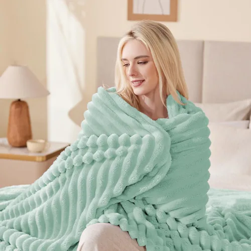Miniatura 6 de EXQ Home Manta a rayas Aqua Twin