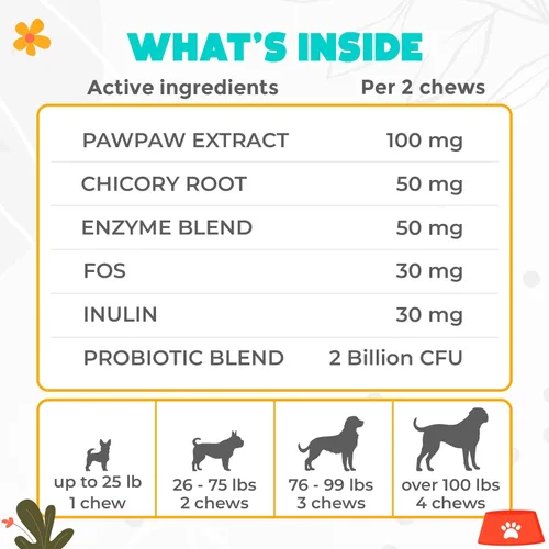 Miniatura 6 de Probióticos masticables para perros, 60 piezas, apoyo para la salud digestiva e intestinal, masticables probióticos para perros con enzimas e