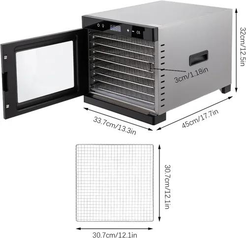 Miniatura 6 de Deshidratadores de alimentos para encimera, máquina secadora de acero inoxidable con temporizador digital ajustable de 24 horas, control