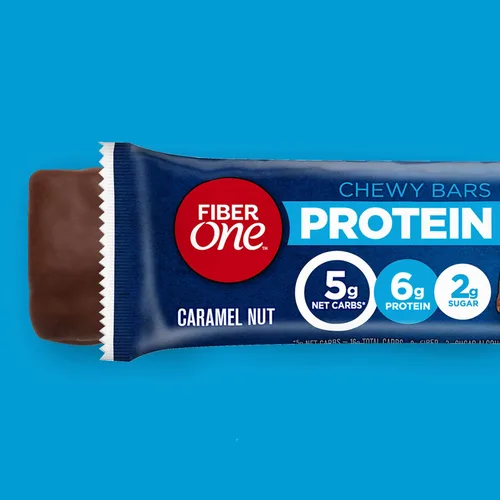 Miniatura 4 de Barras proteínicas masticables Fiber One, nuez de caramelo, aperitivos proteínicos, 1.17 oz, 5