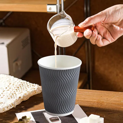 Miniatura 5 de Tazas de café Clawsoff 8 onzas 150 unidades, Tazas de papel desechables onduladas con pared corrugada y aisladas para café 8 OZ, Para llevar