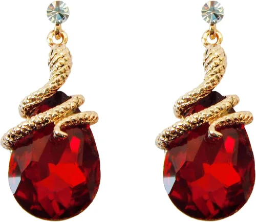 Miniatura 42 de Navachi Pendientes colgantes de gota de serpiente con forma de pera multicolor de cristal chapado en oro de 18 quilates
