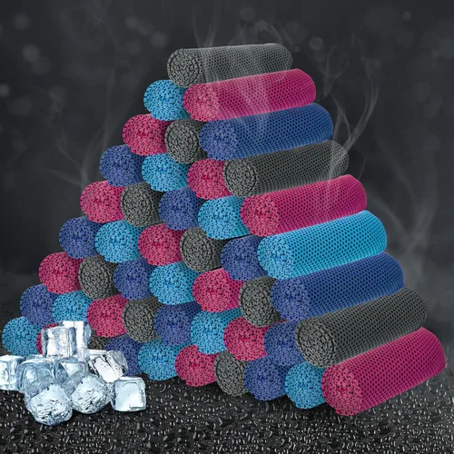 Miniatura 23 de Honoson Toalla de enfriamiento a granel – Toallas frescas para cuello y cara, microfibra transpirable y deportiva para gimnasio, yoga, viajes, Azul