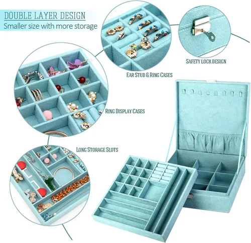 Miniatura 7 de Joyero organizador de dos capas de fibra con visualización del interior y cerradura, de KLOUD City